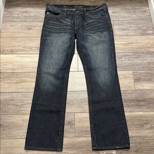 Affliction Ace Slim Straight Jeans Dark Wash Men’s Sz 38x34 Embroidered Pockets